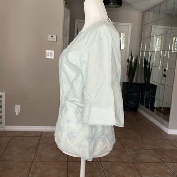 GANNI Women’s Broderie Anglaise Blouse Top Full Zipper - Picture 7 of 13